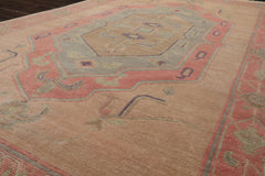 6x10 Faded Peach, Blush, Aqua Color Hand Knotted Tibetan Wool Traditional Oriental Rug