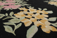 6x9 Black, Pink, Aqua Color Hand Woven Kilim Wool Traditional Oriental Rug