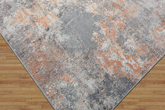 9x12 Gray, Ivory, Peach Color Machine Made Polyproplene Modern Oriental Rug