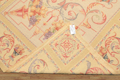 6x8 Beige, Rose, Lavender Color Hand Knotted French Aubusson Needlepoint Wool Traditional Oriental Rug