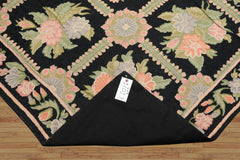 6x9 Charcoal, Green, Rose Color Hand Woven Chainstitch Wool Traditional Oriental Rug