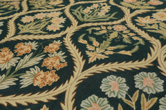 6x9 Green, Beige, Brown Color Hand Woven Chainstitch Wool Traditional Oriental Rug