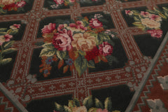 6x9 Green, Brown, Ivory Color Hand Woven Aubusson Needlepoint Wool Traditional Oriental Rug