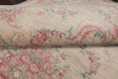 6x9 Beige, Tan, Blush Color Hand Knotted French Aubusson Savonnerie Wool Transitional Oriental Rug