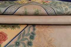 6x9 Beige, Tan, Aqua Color Hand Knotted Chinese Art Deco Wool Traditional Oriental Rug