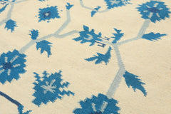 6x9 Ivory, Blue, Color Hand Woven Kilim Wool Transitional Oriental Rug
