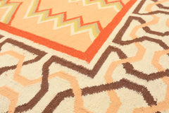 6x9 Peach, Ivory, Brown Color Hand Woven Kilim Wool Southwestern Oriental Rug