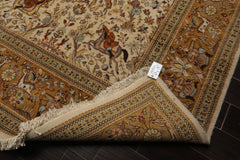 9x13 Ivory, Caramel, Rose Color Hand Knotted Tabriz Wool Traditional Oriental Rug
