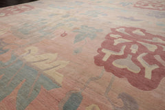 9x13 Blush, Rose, Aqua Color Hand Knotted Tibetan Wool Art Deco Oriental Rug