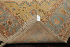 9x14 Ivory, Aqua, Peach Color Hand Knotted Oushak Wool Traditional Oriental Rug