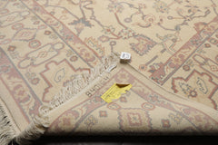 9x12 Ivory, Rose, Gray Color Hand Knotted Heriz New Zealand Wool Traditional Oriental Rug
