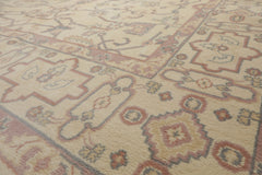 9x12 Ivory, Rose, Gray Color Hand Knotted Heriz New Zealand Wool Traditional Oriental Rug