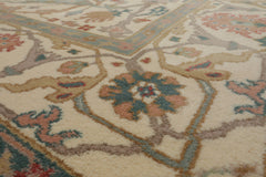 8x10 Ivory, Aqua, Rose Color Hand Knotted Oushak New Zealand Wool Art & Crafts Oriental Rug