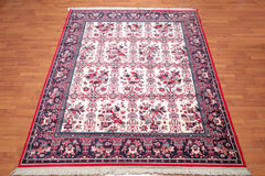 8x10 Cream, Navy, Red Color Machine Made Floral 100% Polypropylene Traditional-Persian/Oriental Oriental Rug