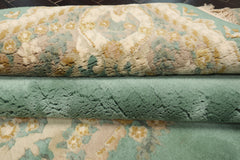 6x9 Turquoise, Taupe, Ivory Color Hand Knotted Kerman New Zealand Wool Traditional Oriental Rug