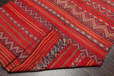 5x7 Red, Charcoal, Gold Color Hand Woven All-Over 100% Wool Kilim Oriental Rug