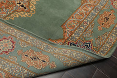 6x9 Aqua, Rose, Peach Color Hand Knotted Kerman New Zealand Wool Traditional Oriental Rug