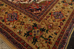 6x9 Orange, Navy, Gold Color Hand Knotted Serapi New Zealand Wool Traditional Oriental Rug