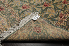 6x9 Aqua, Ivory, Light Color Hand Knotted Arts & Crafts New Zealand Wool William Morris Oriental Rug