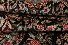 6x9 Charcoal, Ivory, Rose Color Hand Knotted French Aubusson Savonnerie Wool Traditional Oriental Rug