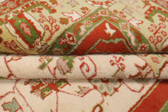 6x9 Ivory, Orange, Pistacchio Color Hand Knotted Kerman New Zealand Wool Traditional Oriental Rug