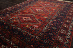 5x8 Rust, Teracotta, Navy Color Hand Knotted Ottomon Kula Wool Tribal Oriental Rug