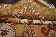 5x9 Peach, Mustard, Ivory Color Hand Knotted Oushak Wool Traditional Oriental Rug