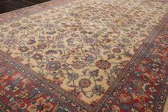 6x9 Ivory, Coral, Turquise Color Hand Knotted Herati Wool Traditional Oriental Rug