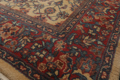 6x9 Ivory, Coral, Turquise Color Hand Knotted Herati Wool Traditional Oriental Rug