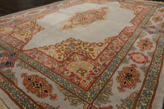 6x9 Gray, Coral, Turquoise Color Hand Knotted Kerman Wool Traditional Oriental Rug