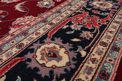 9x12 Burgundy, Navy, Ivory Color Hand Knotted All-Over 100% Wool Traditional Oriental Rug