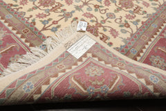 8x10 Ivory, Plum, Aqua Color Hand Knotted Herati New Zealand Wool Traditional Oriental Rug