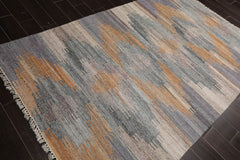 5x7 Gray, Beige, Caramel Color Hand Woven All-Over 100% Wool Southwestern Oriental Rug