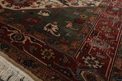 8x10 Ivory, Rust, Green Color Hand Knotted Arts & Crafts New Zealand Wool Arts & Crafts Oriental Rug