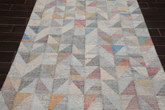 5x7 Gray, Beige, Orange Color Hand Woven All-Over 100% Wool Modern Oriental Rug