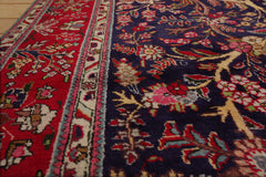 6x9 Blue, Red, Ivory Color Hand Knotted All-Over 100% Wool Antique Oriental Rug