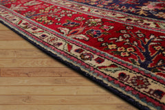 6x9 Blue, Red, Ivory Color Hand Knotted All-Over 100% Wool Antique Oriental Rug