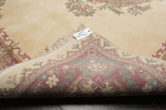 6x9 Ivory, Plum, Teal Color Hand Knotted Kerman New Zealand Wool Traditional Oriental Rug