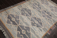 5x7 Gray, Beige, Brown Color Hand Woven All-Over 100% Wool Southwestern Oriental Rug