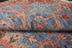 6x9 Blue, Orange, Rose Color Hand Knotted French Aubusson Savonnerie New Zealand Wool Traditional Oriental Rug