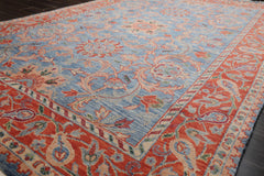 6x9 Blue, Orange, Rose Color Hand Knotted French Aubusson Savonnerie New Zealand Wool Traditional Oriental Rug
