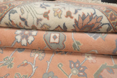 6x9 Apricot, Ivory, Gray Color Hand Knotted Oushak New Zealand Wool Traditional Oriental Rug