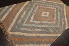 5x7 Gray, Turquoise, Beige Color Hand Woven All-Over 100% Wool Modern Oriental Rug