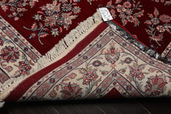 6x9 Maroon, Ivory, Aqua Color Hand Knotted Sarouk New Zealand Wool Traditional Oriental Rug