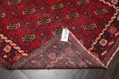 Runner Red, Charcoal, Ivory Color Hand Woven All-Over 100% Wool Traditional Oriental Rug