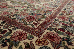 6x9 Ivory, Green, Rose Color Hand Knotted French Aubusson Savonnerie New Zealand Wool Traditional Oriental Rug