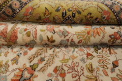 7x8 Ivory, Lime, Blush Color Hand Knotted Tabriz Wool Traditional Oriental Rug