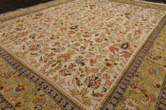 7x8 Ivory, Lime, Blush Color Hand Knotted Tabriz Wool Traditional Oriental Rug