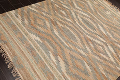 5x7 Beige, Caramel, Gray Color Hand Woven All-Over 100% Wool Southwestern Oriental Rug