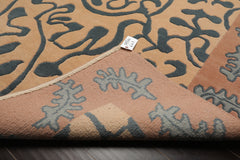 6x9 Beige, Muted Peach, Teal Color Hand Knotted Tibetan Wool Contemporary Oriental Rug